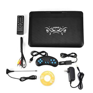 zerone 13.9inch hd portable dvd player, mp3/cd/tv player with swivel screen built-in rechargeable battery supported secure digital memory card and usb direct play (us plug 110-240v)
