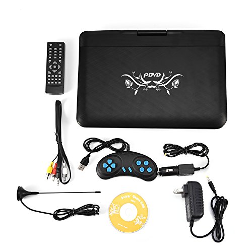 Zerone 13.9inch HD Portable DVD Player, MP3/CD/TV Player with Swivel Screen Built-in Rechargeable Battery Supported Secure Digital Memory Card and USB Direct Play (US Plug 110-240V)