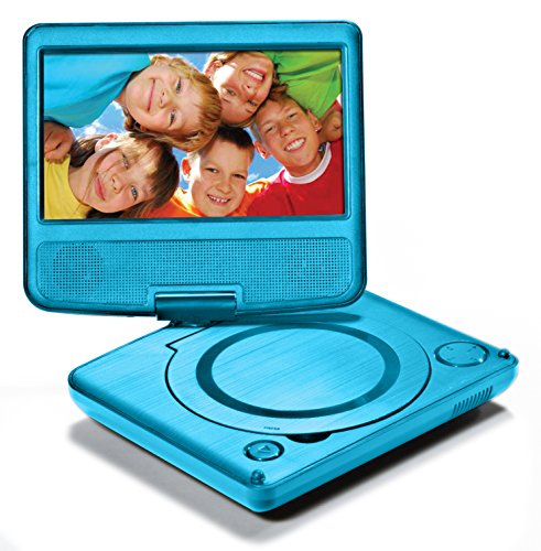 LEXiBOOK Portable DVD Player for Kids, 7" LCD Screen, 2 Built-In Stereo Speakers, USB Port, Built-In Rechargeable Battery, Blue, DVDP1