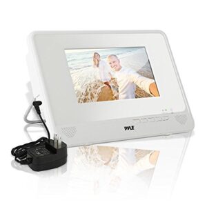 Pyle Portable Waterproof Multimedia Disc Player - 7in Screen White Digital Music Audio Video Player w/ Dual Stereo Speakers, CD DVD Tray, RCA, USB, Rechargeable Battery, Headphones, Remote PLMRDV74