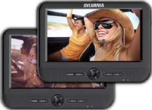 sylvania 7-inch twin mobile dual screen/dual dvd portable dvd player – play same or separate movies
