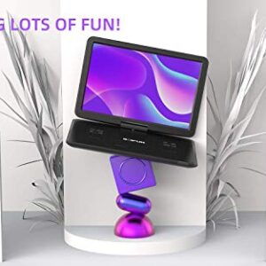 17.5" Portable DVD Player with 15.6" Large HD Screen, 6 Hours Rechargeable Battery, Support USB/SD Card/Sync TV and Multiple Disc Formats, High Volume Speaker,Black+ Purple