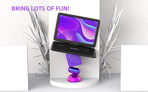 17.5" Portable DVD Player with 15.6" Large HD Screen, 6 Hours Rechargeable Battery, Support USB/SD Card/Sync TV and Multiple Disc Formats, High Volume Speaker,Black+ Purple