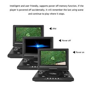 9.8'' Portable DVD Player, HD LCD Swivel Screen DVD Player Mini Game TV Player FM Radio Receiver for Kids Car with AV Input/Output Support SD/USB Compatible with AVI, EVD, DVD, SVCD, VCD, CD etc (US)