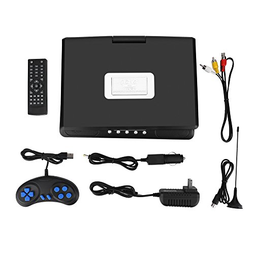 9.8'' Portable DVD Player, HD LCD Swivel Screen DVD Player Mini Game TV Player FM Radio Receiver for Kids Car with AV Input/Output Support SD/USB Compatible with AVI, EVD, DVD, SVCD, VCD, CD etc (US)