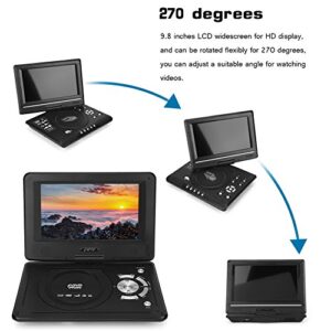 9.8'' Portable DVD Player, HD LCD Swivel Screen DVD Player Mini Game TV Player FM Radio Receiver for Kids Car with AV Input/Output Support SD/USB Compatible with AVI, EVD, DVD, SVCD, VCD, CD etc (US)