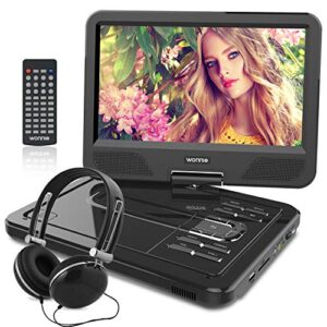 WONNIE 12.5 Inch Portable DVD Player for Car, with Rechargeable Battery, 10.5" Swivel Screen, SD Card Slot and USB Port, Gift for Kid and Senior Citizens(Black)