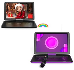iegeek 16.9” purple portable dvd player and 16.9” black portable dvd player