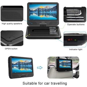 WONNIE 12.5 Inch Portable DVD Player with 4 Hour Rechargeable Battery,10.5" Swivel Screen, SD Card Slot and USB Port and Stereo Earphones (Black)