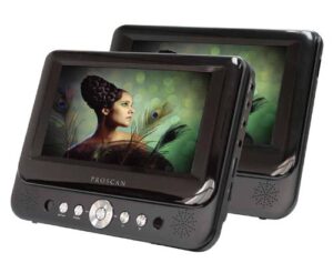proscan 7-inch dual screen portable dvd player with usb/sd card reader, car mounting kit