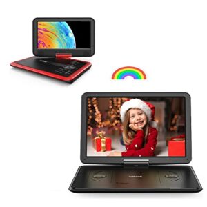 iegeek 16.9” black large screen portable dvd player and 11.5” red portable dvd player