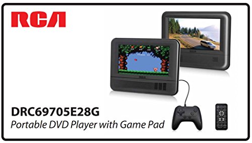 RCA (DRC69705E28G) - 7” Dual Screen Mobile DVD Player System & Game Pad - Set of Two 7-Inch Screens, (6-Piece Kit)