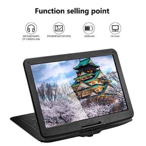 GOFEI 15.6 inch Portable DVD Player with Large Size Screen, HD DVD Player Large Swivel, 3500mAh Rechargeable Battery, Support MP5 & RMVB