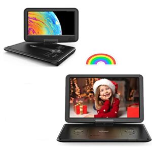 iegeek 16.9” black portable dvd player with screen and 11.5” black car dvd player