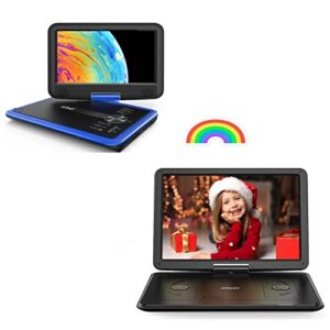 ieGeek 16.9'' Black Portable DVD Player for Car and 11.5'' Blue Portable DVD Player for Kids
