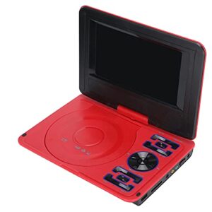 zunate 6.8” portable mini dvd player, with 270° swivel hd lcd widescreen display screen, support usb/sd card/sync tv and multiple disc formats, for kids/parent at home/travel(red)