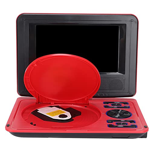 Zunate 6.8'' Portable Mini DVD Player, with 270° Swivel HD LCD Widescreen Display Screen, Support USB/SD Card/Sync TV and Multiple Disc Formats, for Kids/Parent at Home/Travel(red)