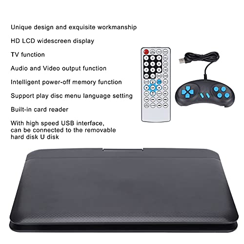 eboxer-1 12" Portable DVD Player with 270° High Brightness Swivel Screen, Supports AV/TV Player/FM Radio Receiver/Card Reader/DVD/Game Play,Remote Controller (Black)(US)