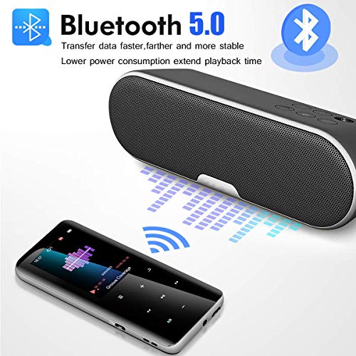 32GB Mp3 Player with Bluetooth 5.0 - Aiworth Portable Digital Lossless Music MP3 MP4 Player for Kids with FM Radio HD Speaker for Sports Running Super Light Metal Shell Touch Buttons