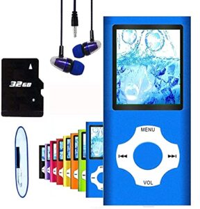 mp3 player / mp4 player, hotechs mp3 music player with 32gb memory sd card slim classic digital lcd 1.82” screen mini usb port with fm radio, voice record