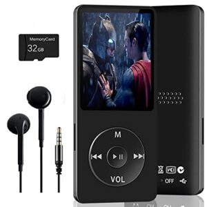 music player bluetooth, aigital mp3&mp4 music player with speaker built-in, 32gb portable digital lossless music player for kids, fm radio/recorder/ebook/clock, 128g expanded, earphone included