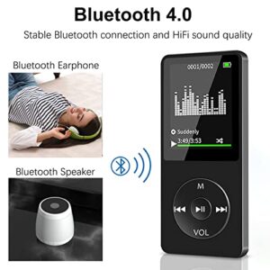 Music Player Bluetooth, Aigital MP3&MP4 Music Player with Speaker Built-in, 32GB Portable Digital Lossless Music Player for Kids, FM Radio/Recorder/Ebook/Clock, 128G Expanded, Earphone Included