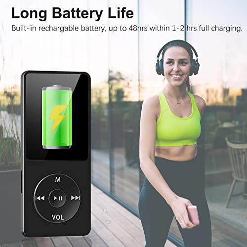 Music Player Bluetooth, Aigital MP3&MP4 Music Player with Speaker Built-in, 32GB Portable Digital Lossless Music Player for Kids, FM Radio/Recorder/Ebook/Clock, 128G Expanded, Earphone Included