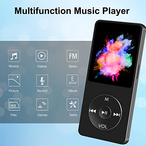 Music Player Bluetooth, Aigital MP3&MP4 Music Player with Speaker Built-in, 32GB Portable Digital Lossless Music Player for Kids, FM Radio/Recorder/Ebook/Clock, 128G Expanded, Earphone Included