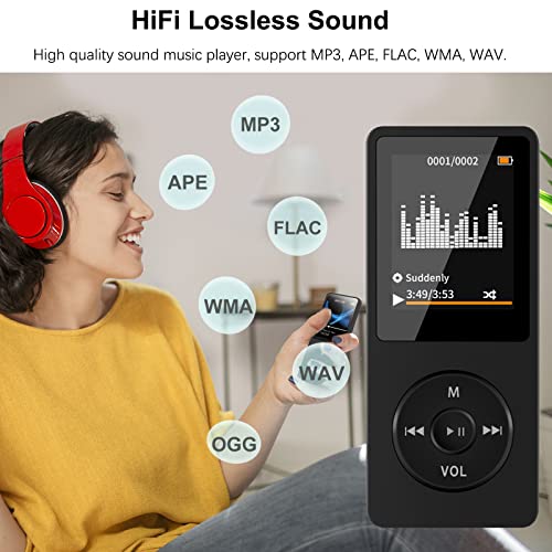 Music Player Bluetooth, Aigital MP3&MP4 Music Player with Speaker Built-in, 32GB Portable Digital Lossless Music Player for Kids, FM Radio/Recorder/Ebook/Clock, 128G Expanded, Earphone Included