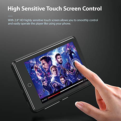 YFFIZQ 80GB MP3 Player with Bluetooth 5.1,2.8'' Full Touch Screen MP4 Player with Speaker,Portable HiFi Lossless Sound MP3 Player with FM Radio,Voice Recorder,E-Book,Armband,Support up to 128GB