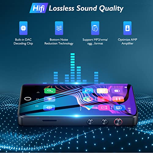 16GB Mp3 Player with Bluetooth and WiFi - PAUAILM USB-C Android Streaming Music Player with Memory Expansion Built-in APP Store 4" Touch Screen Portable MP4 Player for Kids with FM Radio (Black)