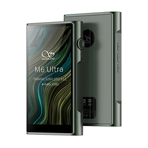 SHANLING M6 Ultra MP3/MP4 Player,Portable Music Player,Hi-Res Bluetooth Audio Player,2.4G/5G WiFi|5.0in Screen|4+64GB|16X MQA|4X AK4493SEQ|Android10 Snapdragon 665|3.5&4.4mm|900mW@32Ω Output (Green)