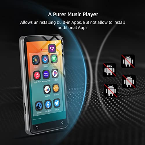 MP3 Player with Bluetooth and WiFi, 4" Full Touch Screen MP4 MP3 Player with Spotify, Android Streaming Music Player with Pandora, Portable HiFi Sound Walkman Digital Audio Player with Speaker (White)