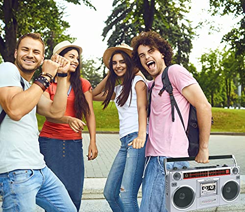 Riptunes Boombox Radio Cassette Player Recorder, AM/FM -SW1/SW2 Radio, Wireless Streaming, USB/Micro SD Slots, Aux in, Headphone Jack, Convert Cassettes to USB/SD, Classic 80s Style Retro, Black