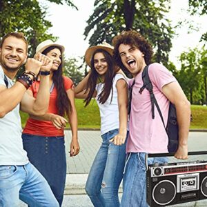 Riptunes Boombox Radio Cassette Player Recorder, AM/FM -SW1/SW2 Radio, Wireless Streaming, USB/Micro SD Slots, Aux in, Headphone Jack, Convert Cassettes to USB/SD, Classic 80s Style Retro, Black