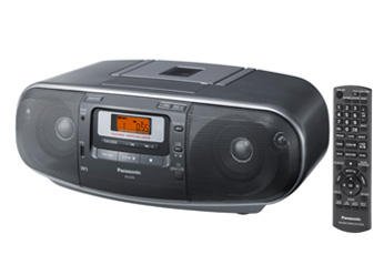 Panasonic RX-D55GC-K Boombox - High Power Portable Stereo AM/FM Radio, MP3 CD, Tape Recorder with USB & Music Port Sound with 2-Way 4-Speaker (Black)