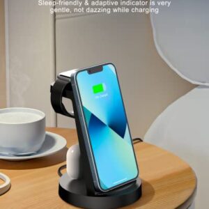 Wireless Charging Station, 3 in 1 Wireless Charger for iPhone 14/13/12/11/Pro/Max/SE/XS/XR/X/8 Plus/8, Fast Wireless Charging Stand Dock for Apple Watch Series & Airpods(with Adapter)