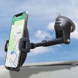 apps2car suction cup phone holder windshield/dashboard/window, universal dashboard & windshield suction cup car phone mount with strong sticky gel pad, compatible with iphone, samsung &other cellphone