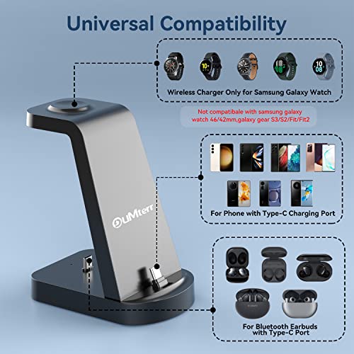 𝟮𝟬𝟮𝟯 𝗡𝗲𝘄 Charging Station for Samsung Multiple Devices,DUMTERR 3 in 1 Fast Charging Stand for Galaxy S23 ultra/S22/S21/Note20/Z Fold 4/Galaxy Buds,Wireless Charger for Galaxy Watch 5 Pro/4/3