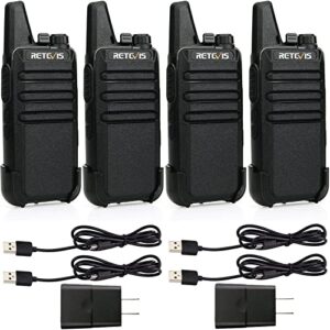 retevis rt22 two way radio long range rechargeable,portable 2 way radio,handsfree walkie talkie for adults commercial cruises hunting hiking (4 pack)