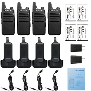 Retevis RT22 Two Way Radio Long Range Rechargeable,Portable 2 Way Radio,Handsfree Walkie Talkie for Adults Commercial Cruises Hunting Hiking (4 Pack)