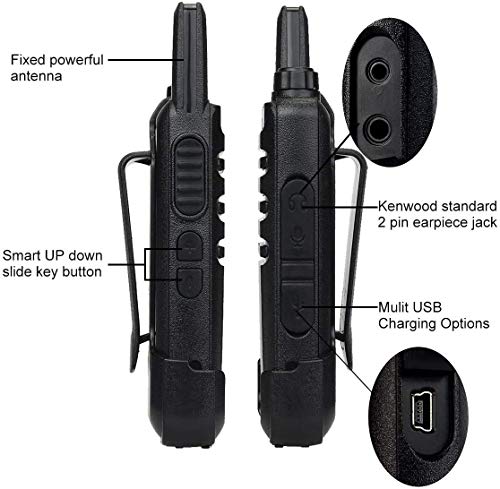 Retevis RT22 Two Way Radio Long Range Rechargeable,Portable 2 Way Radio,Handsfree Walkie Talkie for Adults Commercial Cruises Hunting Hiking (4 Pack)