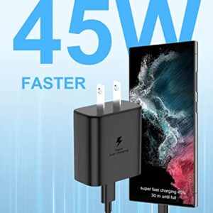 45W Samsung Charger 2 Pack Super Fast Charger Type C for Samsung Galaxy S23 Ultra Charger S22 Ultra, S23/S23+/S22/S22+/S21,Z Fold 4/Z Flip 4,Galaxy Tab S8/S8+/S7/S7+,PPS Wall Charger with 6ft Cable