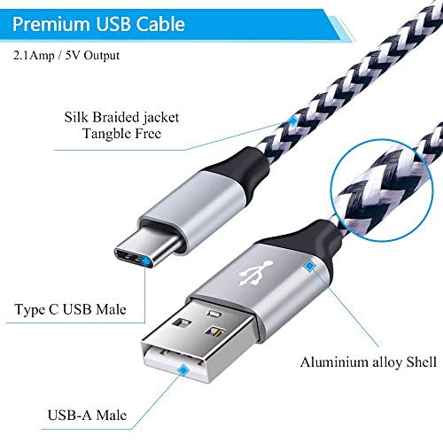 C Charger Cable Fast Charging 5Pack 6Ft Type USB C Cords Phone Charger for Android Samsung Galaxy S21 S20 Ultra S10E S10 S8 S9 Plus Note 20 10 9 8 A01 A51 A20 A50 A11 LG k51 k92 G8 V60 Moto X4 Z3 G9