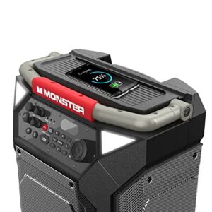 Monster Rockin' Roller 270 Portable Indoor/Outdoor Wireless Speaker, 200 Watts, Up to 100 Hours Playtime, IPX4 Water Resistant, Qi Charger, Connect to Another TWS Speaker (Slate)