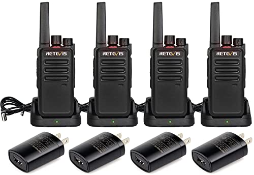Retevis RT68 Walkie Talkie(10 Pack) with Earpiece(6 Pack) with 6 Way Multi Unit Charger(1 Pack), Two Way Radios Rechargeable, Heavy Duty Walkie Talkies for Adults, for Restaurant School Manufacturing
