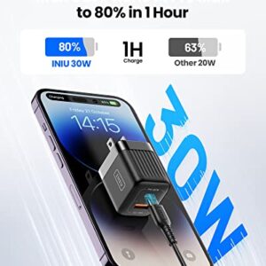 INIU 15W Fast Wireless Charging Stand+USB C Charger 30W PD QC 3.0 Dual Port Type C Charger Fast Charging Block