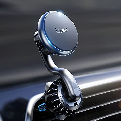 LISEN Magnetic Phone Holder for Car Mount Upgraded Clip Cell Phone Holder Car 360° Unobstructed Magnet Cell Phone Mount Strong Magnetic Vent iPhone Car Mount Compatible with All Smartphone & Tablet