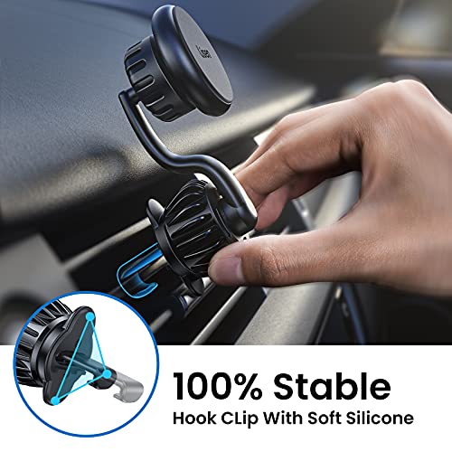 LISEN Magnetic Phone Holder for Car Mount Upgraded Clip Cell Phone Holder Car 360° Unobstructed Magnet Cell Phone Mount Strong Magnetic Vent iPhone Car Mount Compatible with All Smartphone & Tablet