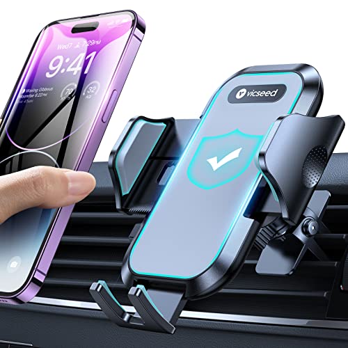 VICSEED Car Phone Holder Mount [All-Round Silicone Protection][Doesn't Slip&Drop] Air Vent Cell Phone Holder for Car Hands Free Easy Clamp Cradle in Vehicle Fit All iPhone Samsung Android Smartphone